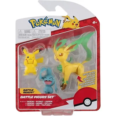 £13.29 • Buy Pokemon Battle Figure Set - Leafeon Pikachu & Wynaut 3  Action Figures - New