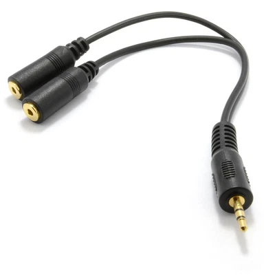 £2.98 • Buy 2.5mm Stereo Audio Jack Splitter Y Adapter Cable Lead Plug To 2 Socket Gold 20cm
