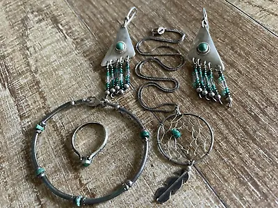 Vintage Southwest Sterling Silver Turquoise??? Jewelry Lot • $69.95