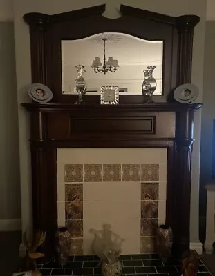 Mahogany Fire Surround With Mirror Good Condition • £150