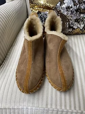 L.L. Bean Wicked Good Slippers Mens 8M Sheepskin Leather Sherpa Lining Moccasins • $42.99