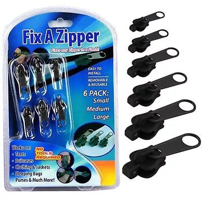 Zip Head Tool Universal Repair Replacement Kit 3 Sizes Pieces Tools Zipper Fixer • £3.49