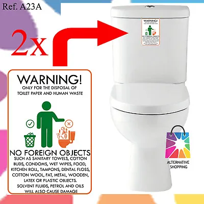 Pair Of Warning Sticker Signs For Macerator Toilet Fits Saniflo Uniflo Grundfos • £3.99