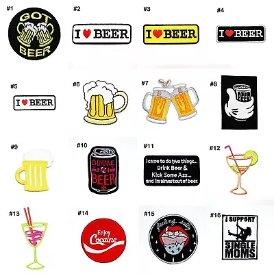 Funny Beer Alcoholism Joke Cocktail Drink Emblem Embroidery Cloth Iron On Patch • $3.99