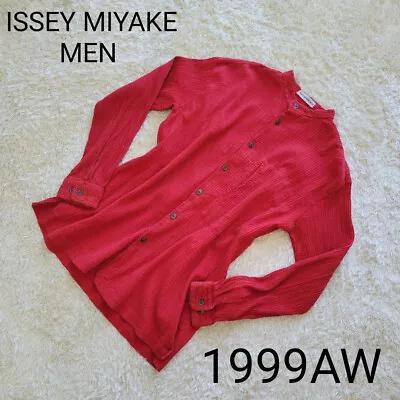 Issey Miyake Pleated Mao Collar Shirt Men Color Red Material Cotton Size M Used • $301.48