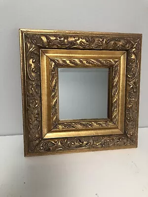 Vintage Decorative  Wood Gilded Small Square Mirror Wall Hanging Decor • $25