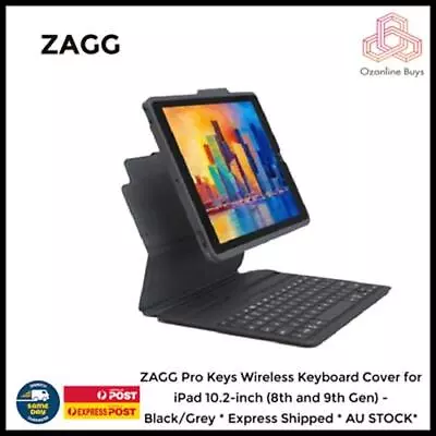 $109 • Buy ZAGG Pro Keys For IPad 10.2-inch 8th / 9th Gen) - Black/Grey *Free Express Post*