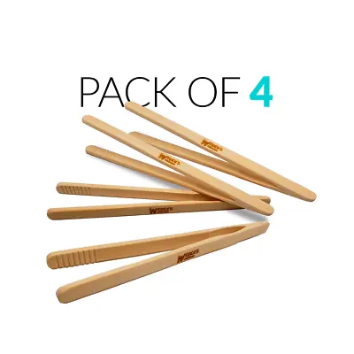 $9.17 • Buy Set Of 4 Reusable Bamboo Toast Tongs - Wooden Toaster Tongs For Cooking Kitchen