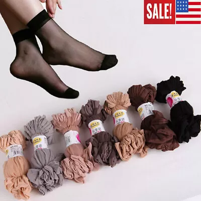 $7.99 • Buy 10/20Pair Women Ankle Socks Nylon Ultra-thin Elastic Sheer Silky Short Stockings