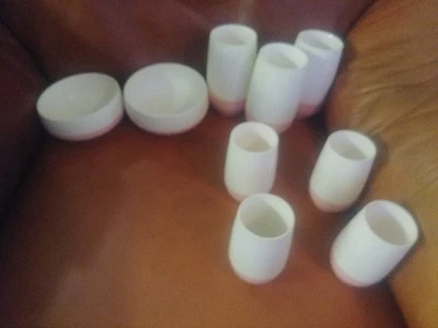 $39.99 • Buy Vintage Vacron Pink & White 4 Small 4   Tumblers 3 Large 5  Tumblers 2 Bowls 5 