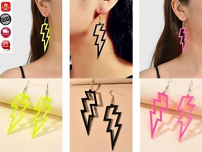 Bluebubble LUCKY LIGHTNING Bolt Funky And HOOP Earrings Retro 80s Punk Rock FAB • £2.99