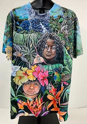 New Galapagos Collection Graphic T-Shirt L Large Colorful Mint Tropical Jungle • $19.95