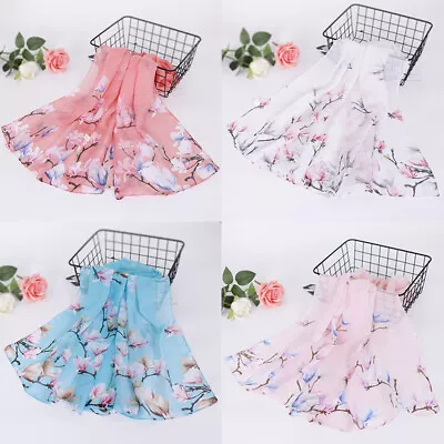 Women's Chiffon Long Scarf Muslim Flower Hijab Arab Shawl Headwear Gift • $3.66