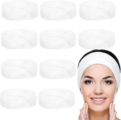 Belle Vous White Spa Facial Headbands 10 Pack - Makeup Wrap Headband - Face And • £17.53