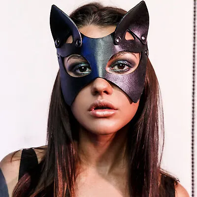 Women's Cosplay Cat Ear Mask Fetish Halloween Party Cosplay Costume Fun Eye Mask • $18.69