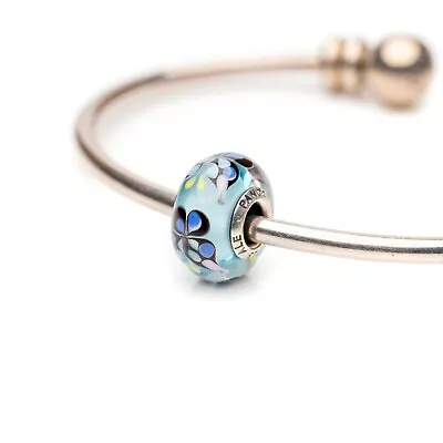 Pandora Blue Butterfly Kisses Murano Glass Charm WIth Sterling Silver Core • $5.25