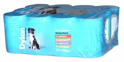 DYLAN VARIETY X24 - 400g (12pack X2) - Wet Dog Food Canned Feed Bp Tin Meal Vf  • £26.99