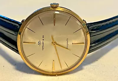 Very Nice Vintage Movado Tiffany &co Kingmatic 14k Gold Swiss Watch With Case • $2400