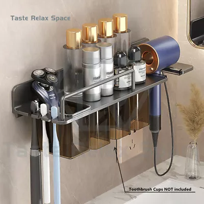 Bathroom Shelf Organizer Rack Storage Hair Dryer Toothbrush Holder Wall Mounted • $31.99