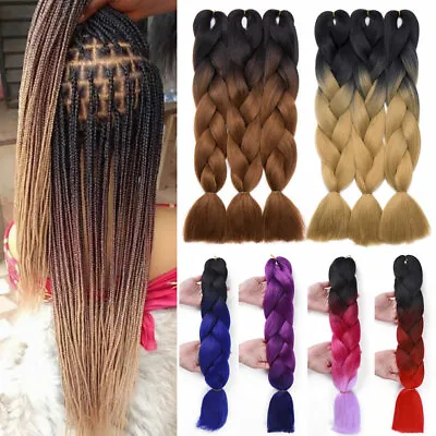 Jumbo Braiding Hair Extensions 24 Afro Box Braids Twist Ombre Rainbow As Human H • $11.50