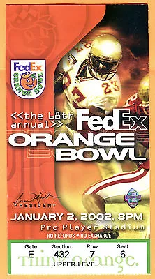 2002 Orange Bowl Ticket Stub-1/2/02-florida Vs. Maryland • $34.99