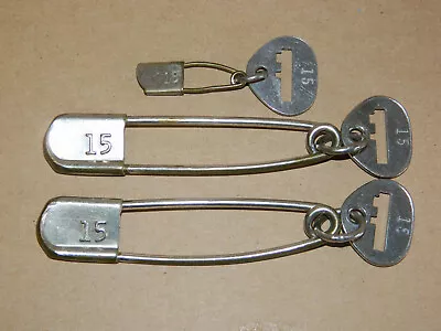 Vintage Key Tags Lot Of 3 Metal Safety Pins #15 Laundry Horse Blankets 2  & 5  • $12.99