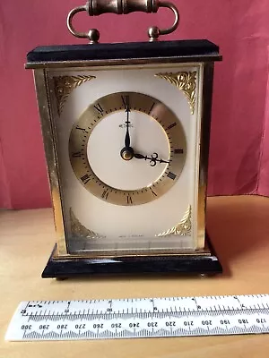 Metamec Carriage Mantle Clock C Battery Required Vintage 1970s Onyx Brass Works • £14.99