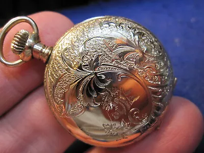 0s Gold Filled Ornate Hunter Case Pocket Watch Ticking Multi Color Dial • $89.95