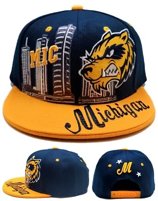 Michigan New Leader Downtown Wolverines Colors Blue Yellow Era Snapback Hat Cap • $21.69