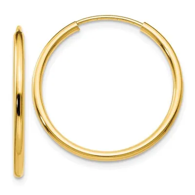 Real 14K Yellow Gold 1.5mm Polished Round Endless Hoop Earrings; Women & Men • $122.28