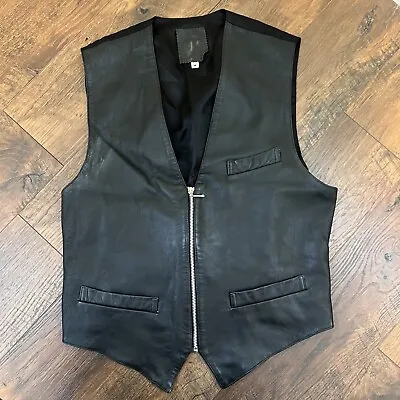 I.O.U. Collection MCMXC III Men's Black Leather Vest Size M • $38.25