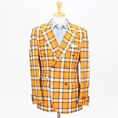 R. Lewis 40R Orange Check Double-Breasted Slim Blazer Sport Coat Jacket • $59.99