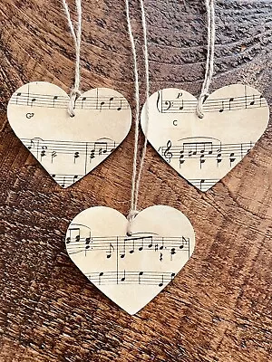 Handmade Vintage Sheet Music Gift Tag Hearts Christmas/birthday (10 Pack) • £3.99