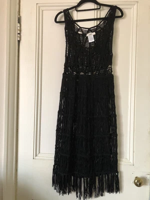£7 • Buy Beautiful LIRA Size XS Black Knit/Crochet Beach Dress 