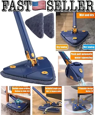 360 Adjustable Cleaning Mop Triangle Reusable Wet Dry Twisting Self Wringing Mop • $27.07