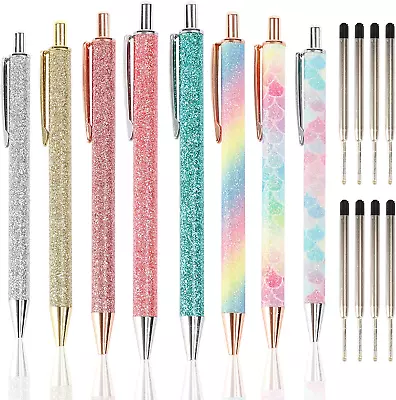 JPSOR 8pcs Sparkly Fancy Pens For Women Glitter Ballpoint Pens Cute Pens With R • $12.42