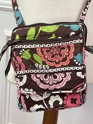 VERA BRADLEY Mailbag Crossbody Purse Mini Hipster Lola Brown Excellent! • $14.94