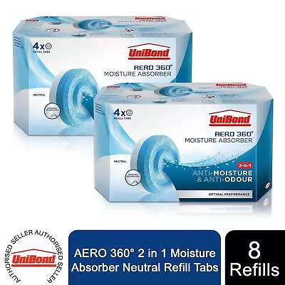 UniBond AERO 360 Moisture Absorber Neutral Refill Tab 450g 4pk X 2 • £26.99