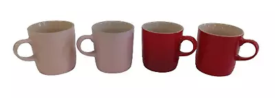 Bundle X4 Le Creuset Stoneware Mugs 350ml 2x Pink 2x Red Dishwasher Safe • £9.99