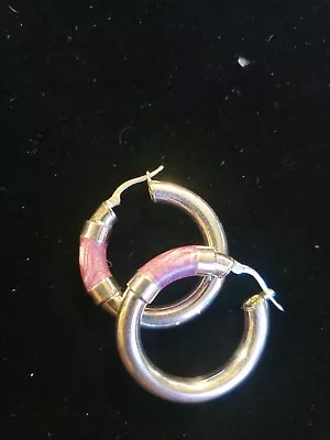 Sterling Enamel Hoop Earrings Purple Milor Italy • $25