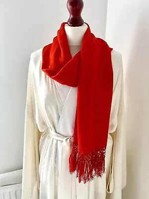 Vintage 100% Silk 70s Red Japanese Shigoki Sash Kimono Obi Scarf Tassels • £7.99