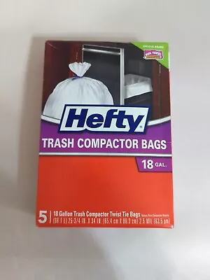 Hefty 5 Count Trash Compactor Twist Tie Bags 18 Gallon Backpack Liners (1 Box) • £24.12