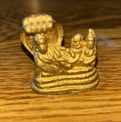 Vishnu Miniature Brass Figurine With Lakshmi 1-1/2  X 1-1/2  • $4.44