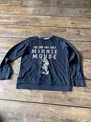 Girls Black Minnie Mouse Sweater George Age 10-11 Years • £3.50