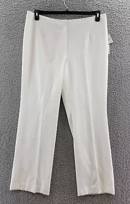 KASPER Straight-Leg Modern Crepe Dress Pants Women's 16 Vanilla Ice Zip Closure • $37.49