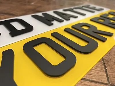 4d 3mm Matte Black - Show Style - Pair Of Number Plates Show Style Only • £23.99