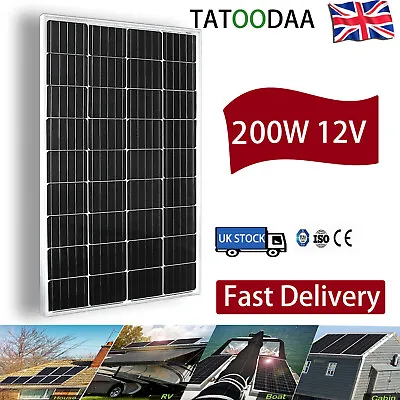 £159.98 • Buy 200W Mono Solar Panel 12V Caravan Home Off Gird Battery Charging Power 200Watt