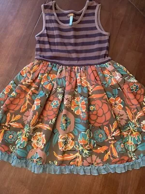 Matilda Jane Girl's Sleeveless Tank Dress Size 8 You And Me Striped Floral • $6.99