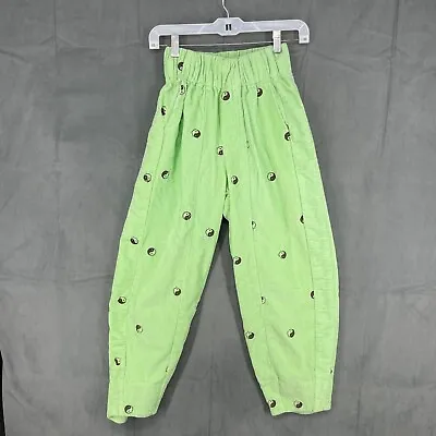 BDG Pants Womens XS Green Zaria Embroidered Corduroy Pull On Ying Yang Baggy • £31.81