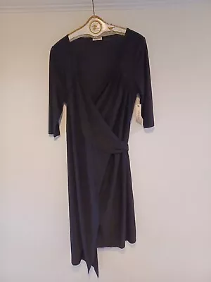 Nwt Kiyonna Wrap Dress Women’s Size 2x Black Stretch Jersey Poly Spandex • $20.99